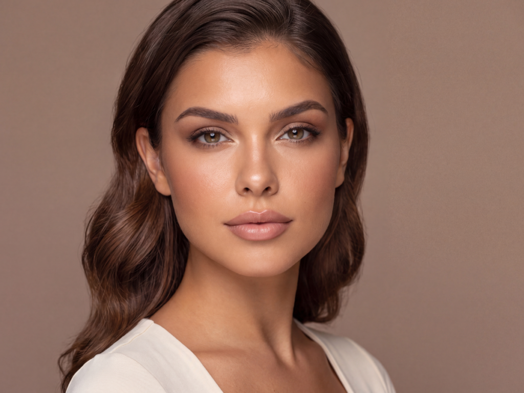 Elina’s Edit Elina Marin with a soft nude-rose lip and polished waves tucked behind the ears